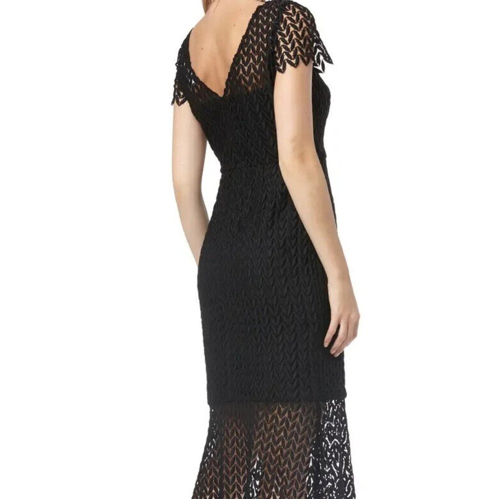 Kay Unger Black Tatum Floral Lace Midi Dress - Picture 2 of 3